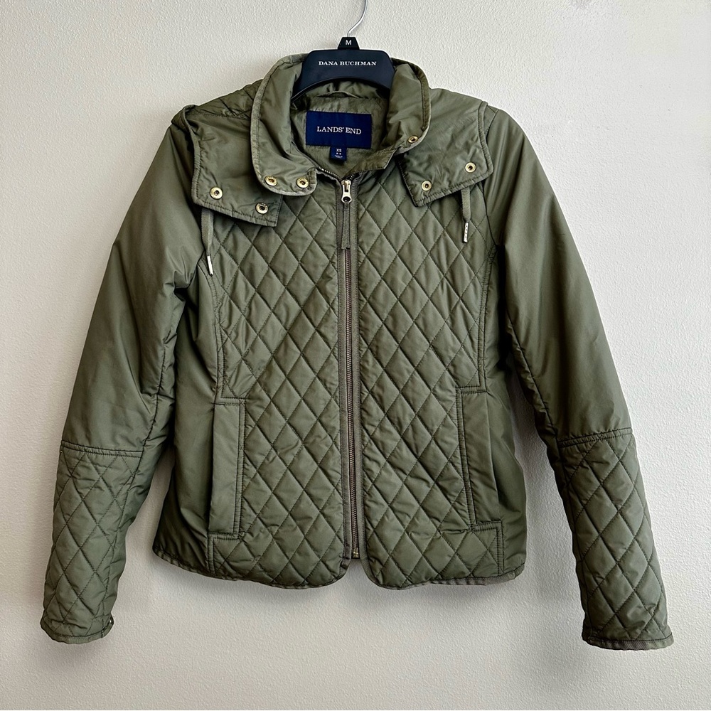 Lands' End Quilted Green Light Puffer Jacket